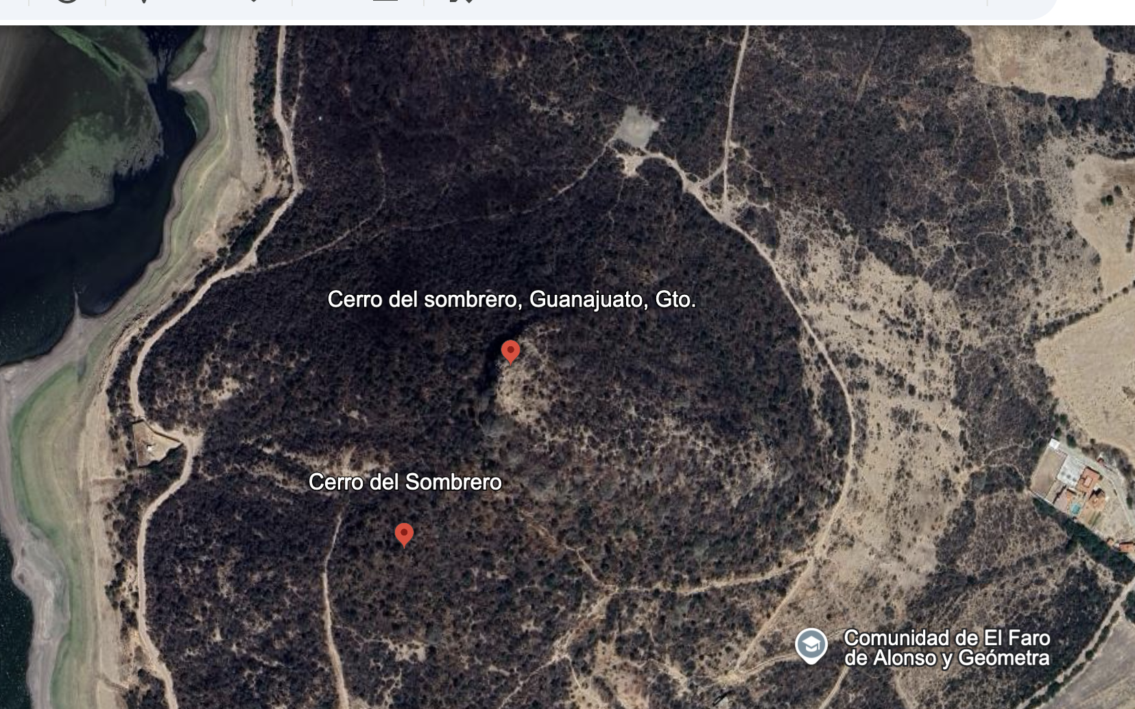 Vista satelital del Cerro del Sombrero Generada con Google Earth